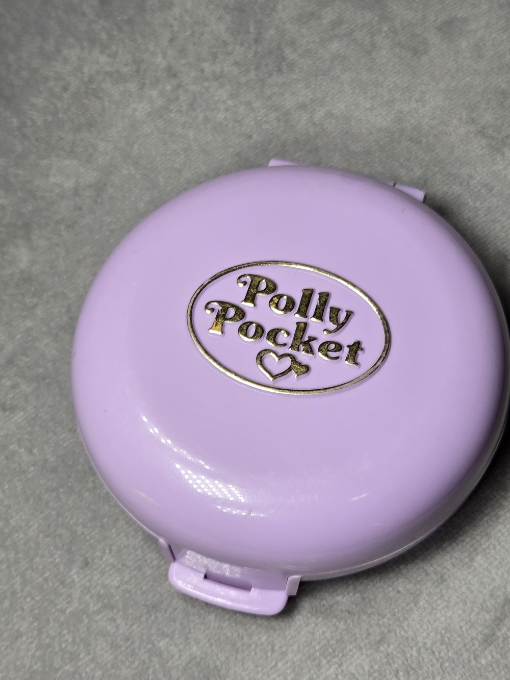 Vintage 1989 Polly Pocket Polly's Flat Compact Only- Purple Round No Dolls